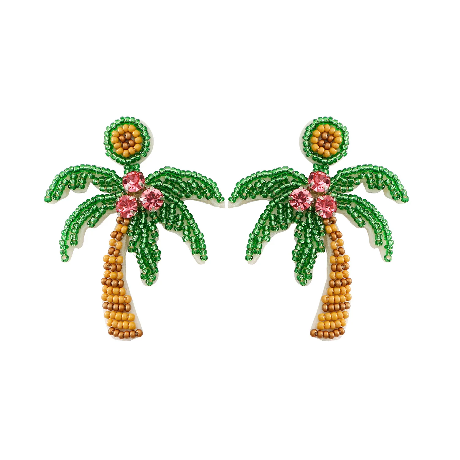 Rice bead earrings Design Originality Coconut tree Hand knitting Bohemia Alloy Fashion Simple Beaded earrings