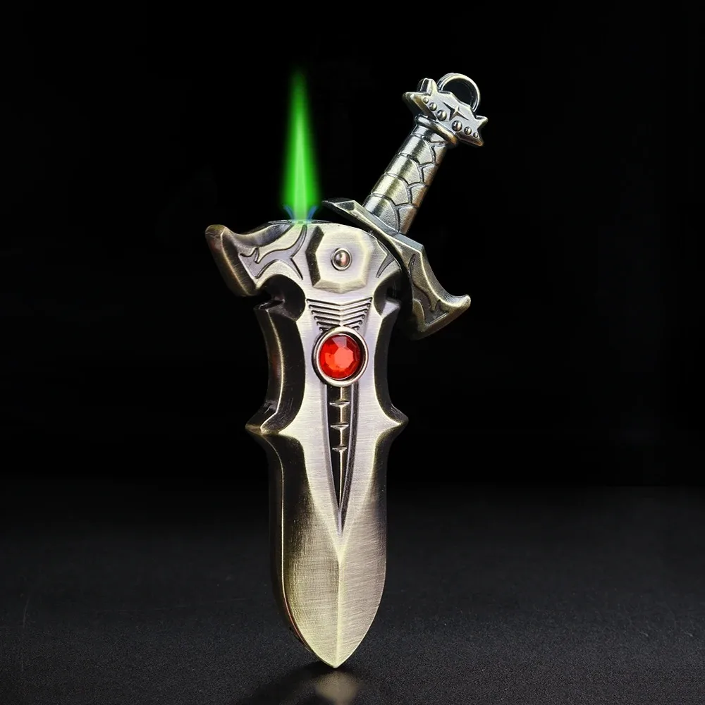 Neues Metallschwert-Feuerzeug, aufblasbar, winddicht, mit Jetflamme, für den Außenbereich, modisches personalisiertes Geschenk für Männer