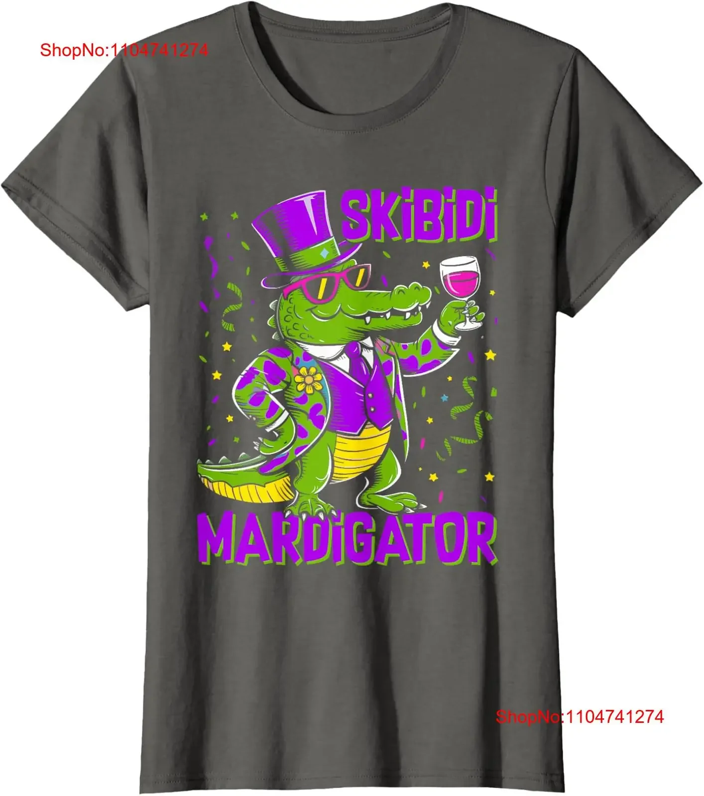 

Funny Skibidi Mardigator Alligator Mardi Gras Apparel Ladies' Crewneck T Shirt vintage Washed streetwear homme Breathable