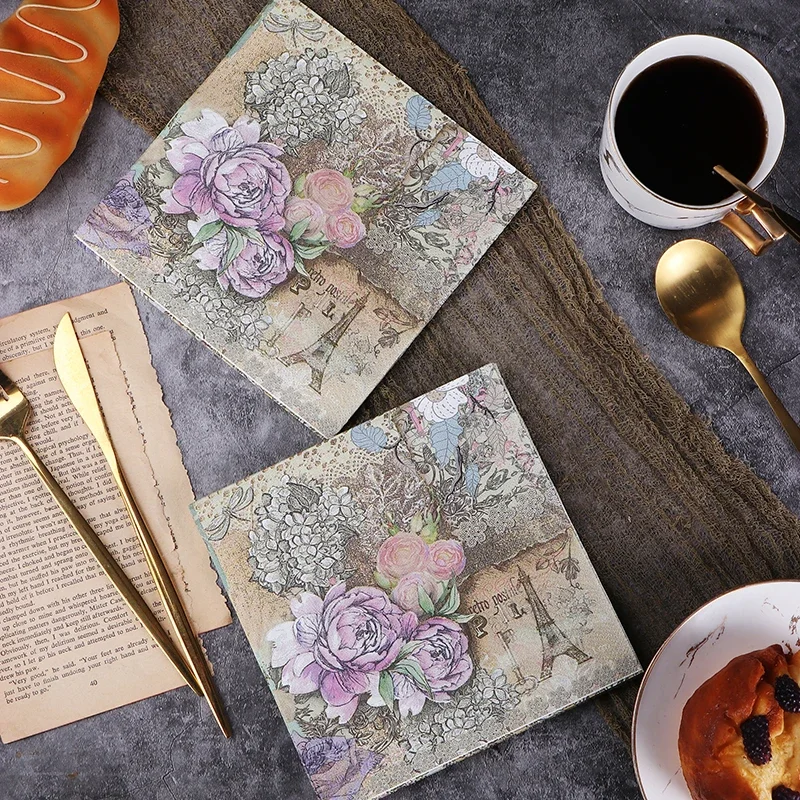 10/20pcs/Pac 33*33cm New Pylon Printing Napkins Colorful Paper Napkins Butterfly Bone Bart Handmade DIY Material Paper Placemat