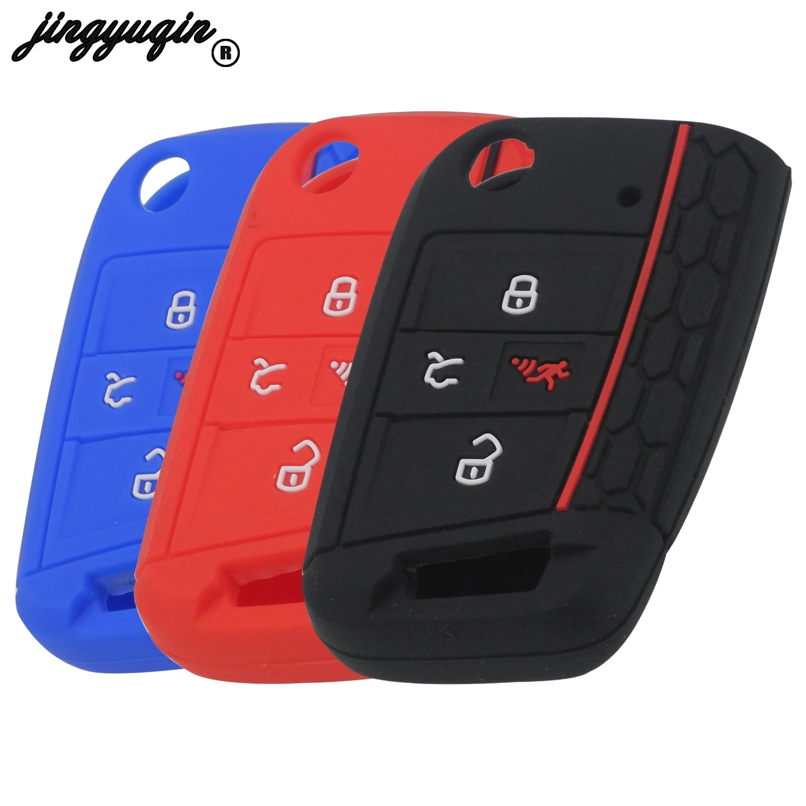 jingyuqin 4B Silicone Car Fold key Case Remote Protect Cover Skin For VW 2016 2017 Golf 7 ALLTRACK MK7 Skoda Octavia A7 SEAT