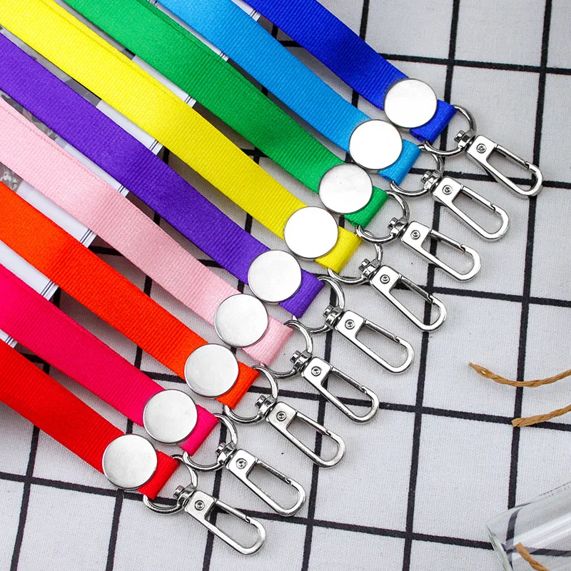 1Pc Working Permit Lanyard Solid Color Polyester Neck Strap for Name ID Badge Holder Office Pass Work Card Lanyards Hanging Rope