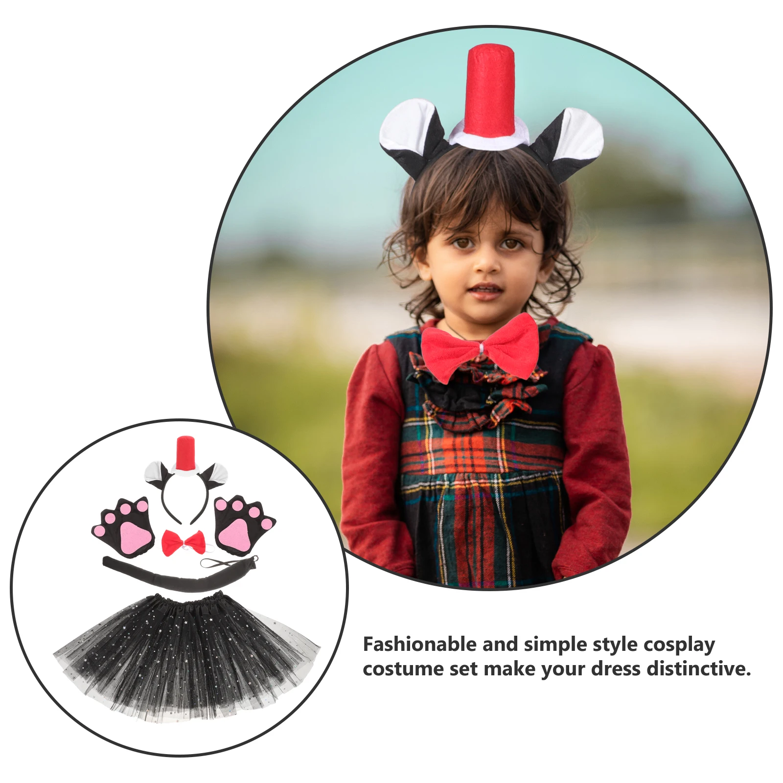 

1 set Animal Ears Headband Cat Costume Set Halloween Tutu Skirt Gloves Tail Bowtie For Women Girls Cosplay Party Decor Costume