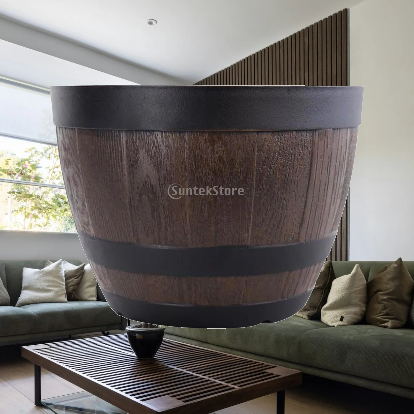 Whiskey Barrel Planter Garden Decoration Resin Resin Planter Half Barrels