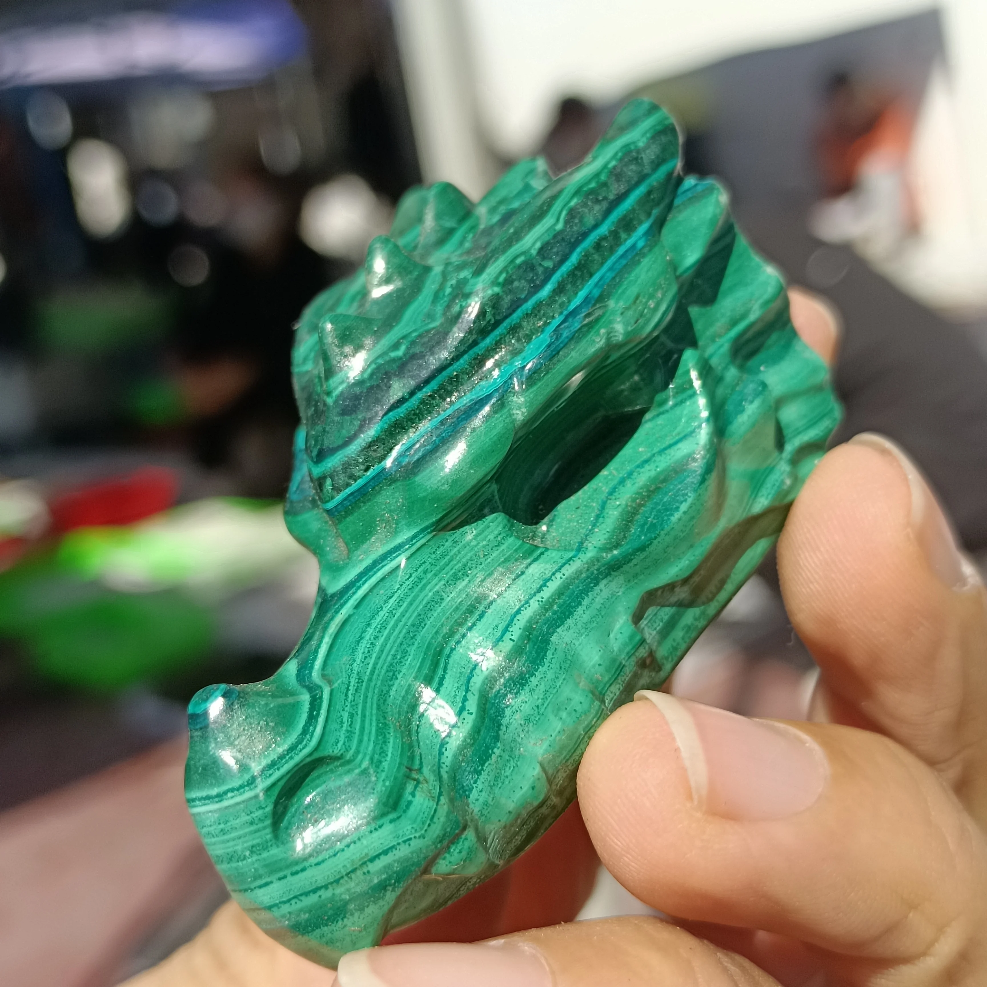 Natural Malachite Dragon Head,Quartz Crystal Peacock, Original Carved Dragon,Mineral Reiki Healing Stone,Degaussing Dragon