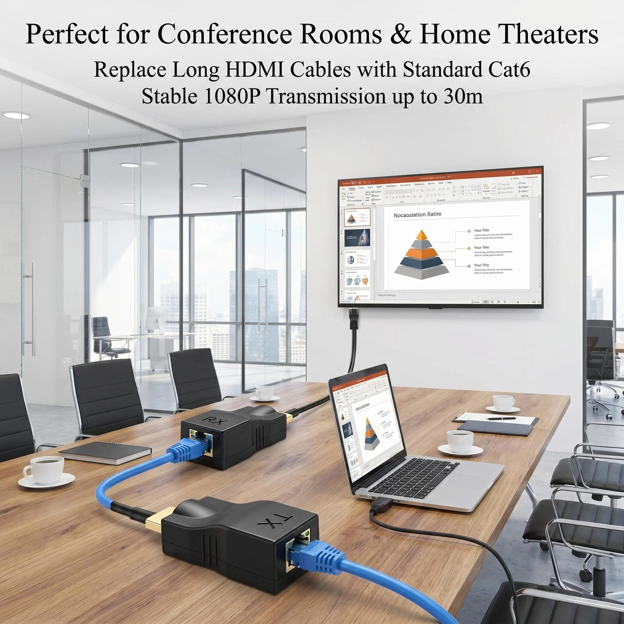HDMI To RJ45 Converter 1080P RJ45 Ports Extender Adapter Up To 30m Over CAT5e Cat6 Network Ethernet LAN for HDTV HDPC DVD STB