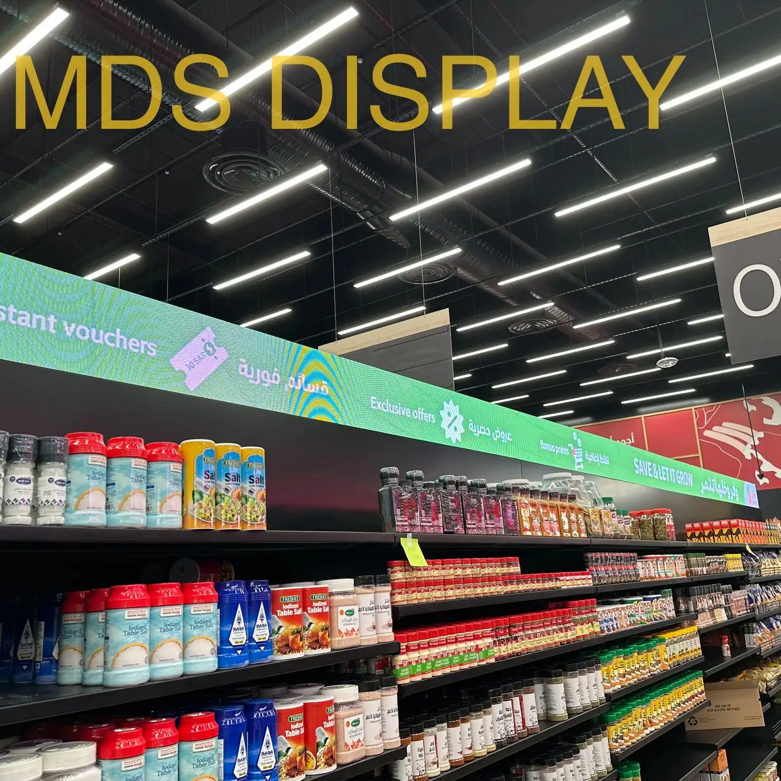 MDS P1.8 900mmx180mm Shelf Led Display in Supermakert Store Retailing