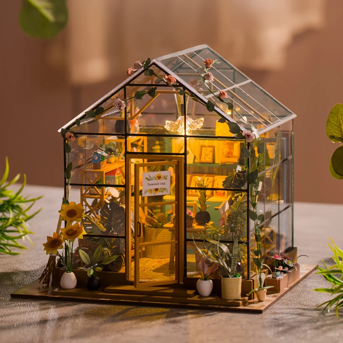 

Цветочный магазин, мини-комплект кукольного домика ручной работы, 3D деревянный пазл для взрослых, комплект мини-домик, подходящий для семьи и друзей