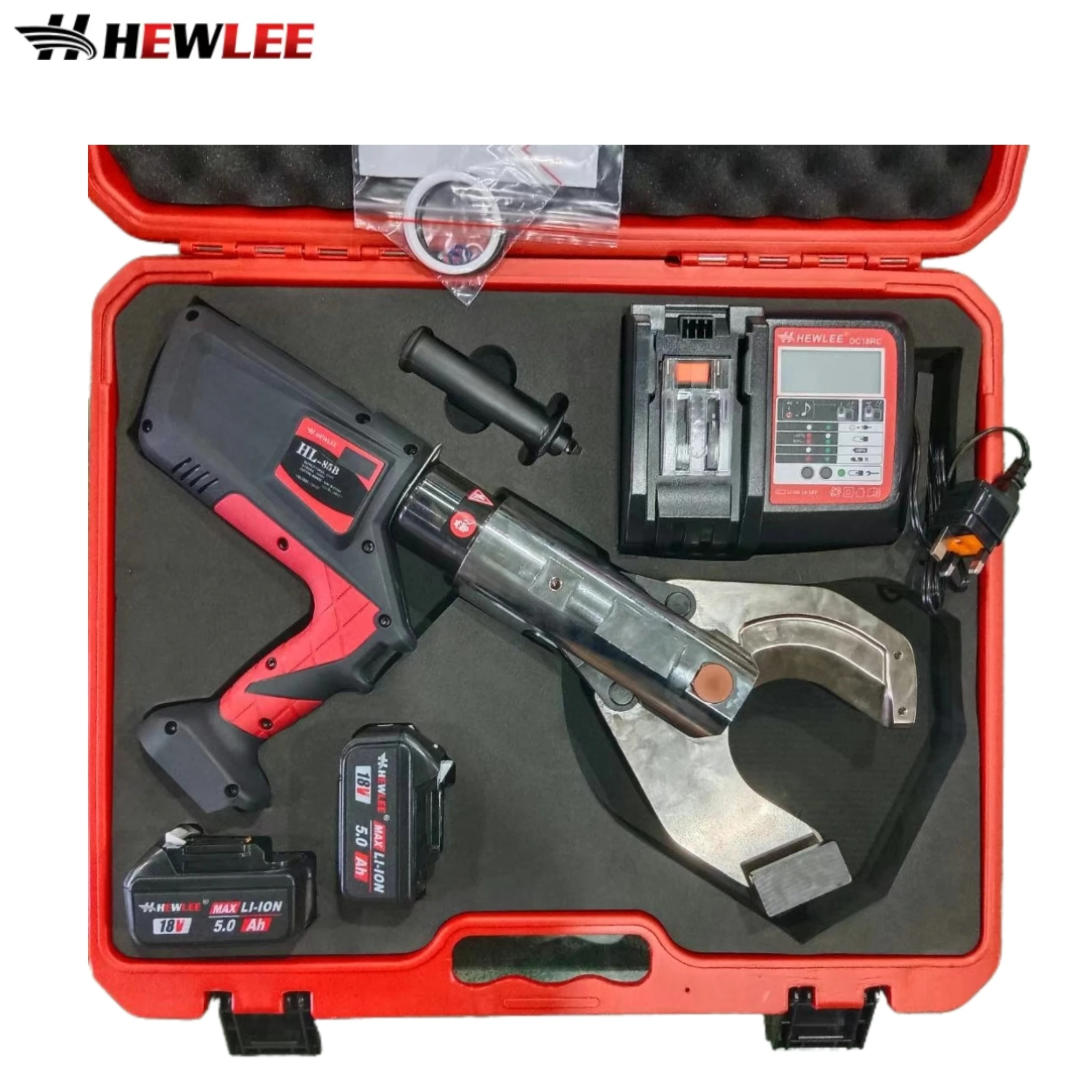 For HL-85B Electric Hydraulic Battery-Powered Stainless Steel 60mm Armoured Cable Cutter 140KN Force 18V 5.0AH Li-ion Tool