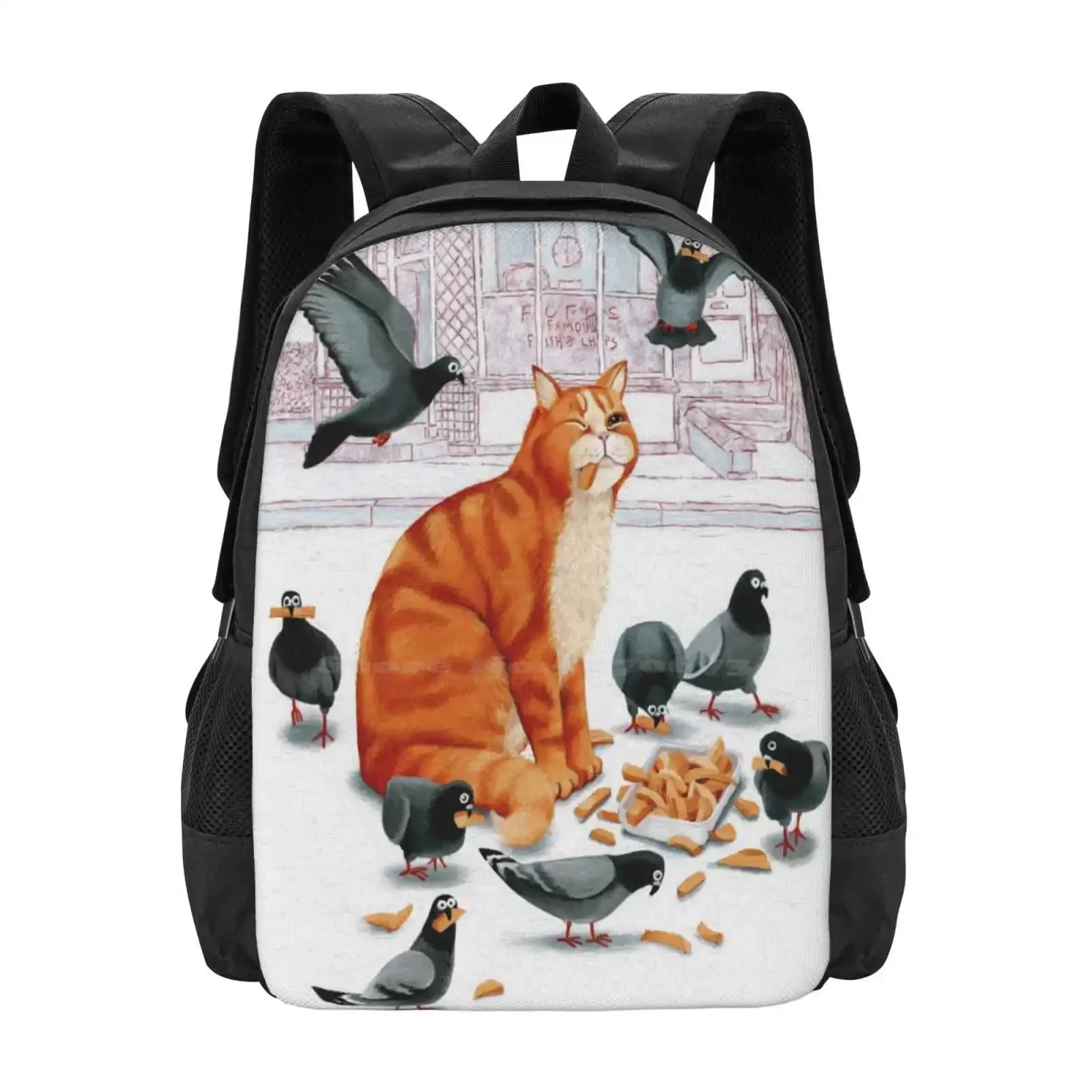 

Chips For Tea , Hot Sale Backpack Fashion Bags Cats Ginger Pigeons Birds