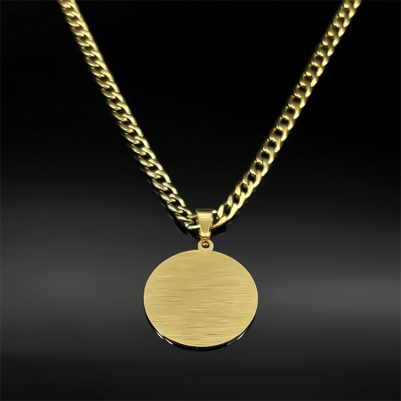 Arabic Allah God Medal Pendant Necklace Men Women Stainless Steel Gold Color Islamic Muslim Sword of Imam Ali Amulet Jewelry - Image 2