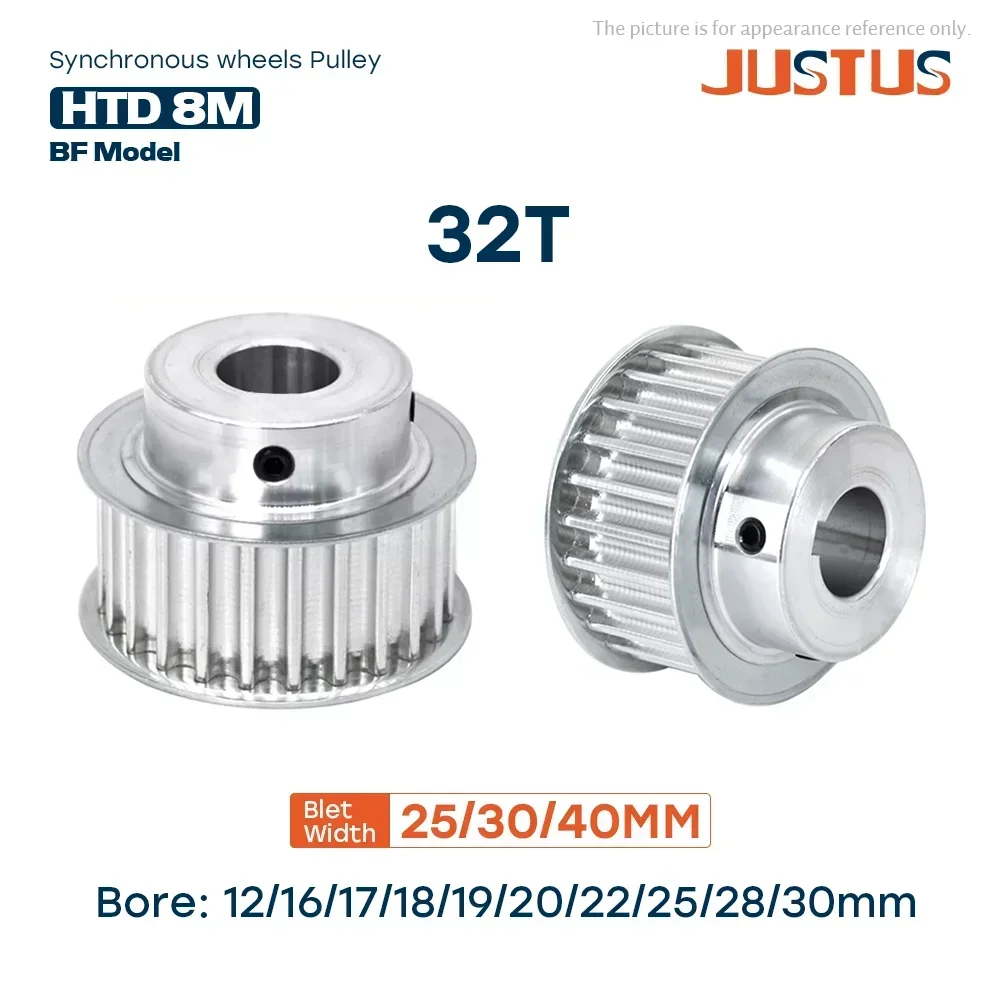 32 Teeth HTD 8M Synchronous Pulley Bore 12/14/15mm-30mm Teeth Pitch 8 mm Slot Width 27/32/42 mm For 25/30/40mm 8M Timing Belt