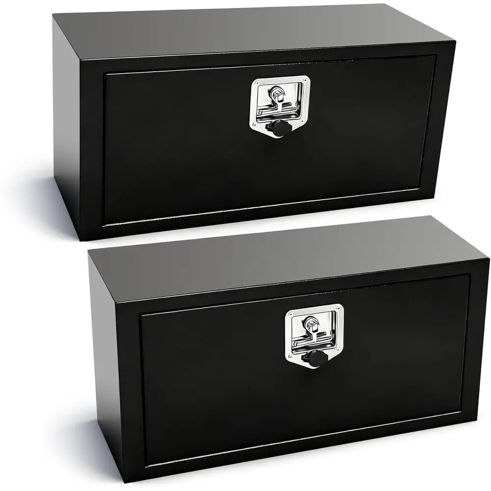 2-Pack 36 Heavy Duty Steel Underbody Truck Tool Boxes, 36x14x16, T-Handle Lock, Black