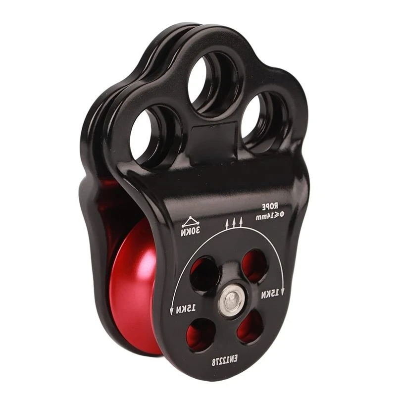 [A19P Newest!!] 30KN Climbing Pulley, Three Hole Hitch Climbing Assist Pulley Climber Double Bearing For Rock Rappelling