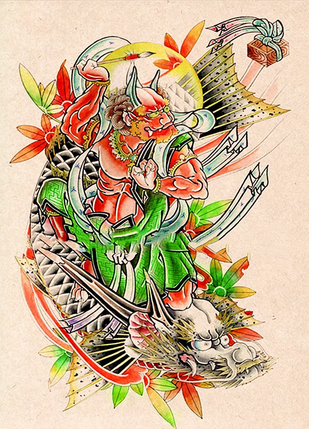Vintage Matte Kraft Paper Painting Wall Sticker Home Decor  Samurai\Geisha Tattoo Poster Wall Art Japanese Ukiyo-e Art Works A1