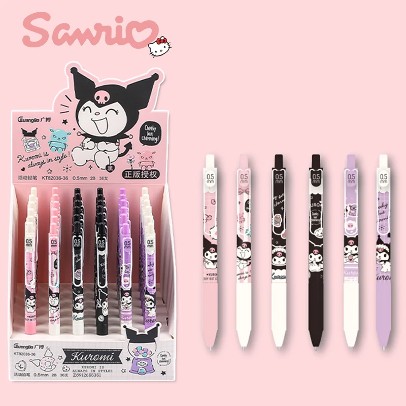 6/36pcs sanrio Kuromi Mechanical Pencils Student Writing 0.5mm Automatic Pencil Kids Stationery School Office Supplies wholesale