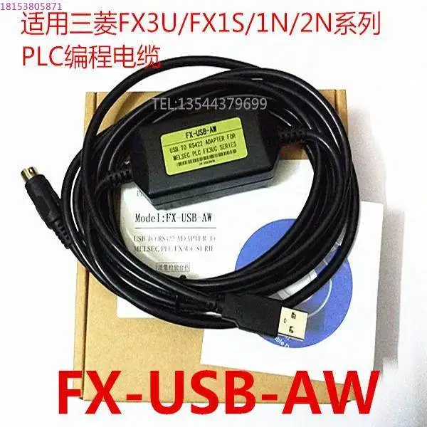 Geeignet für die SPS-Programmierung der Mitsubishi FX3U/1S/1N/2N-Serie FX-USB-AW USB-zu-Rund-Port 8-polig