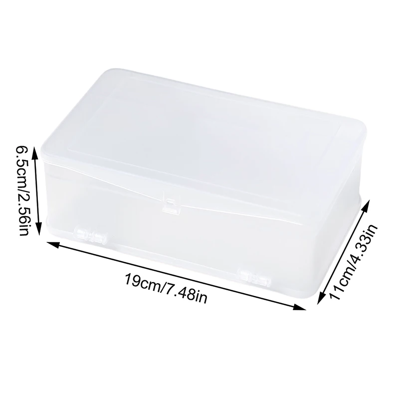 Two-sided Nail Art Rectangle Plastic Transparent Storage Box Nail Brush Tweezers Clippers Buffer Grinding Files Organizer