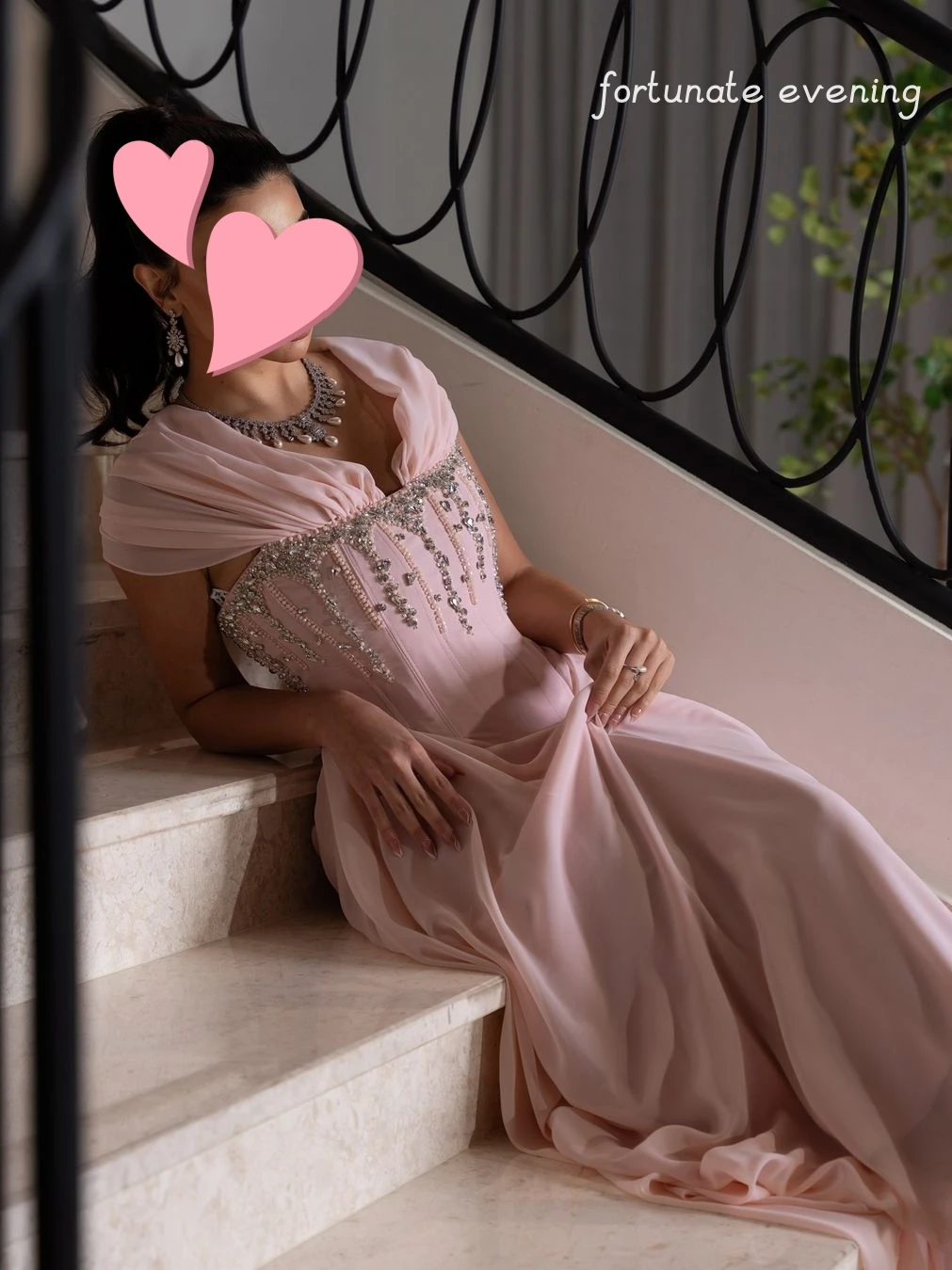Fortunate Evening Elegant Vintage Sweet Pink Beads Chiffon Mermaid Princess Formal Occasion Prom Dress Evening Party Gowns