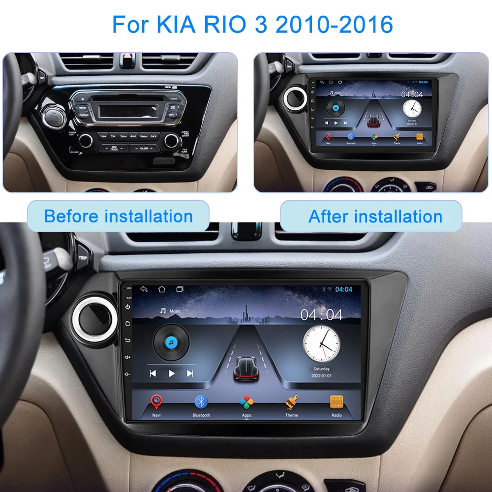 Car Radio Carplay Android auto Multimedia Video Player For KIA RIO 3 2010-2016 GPS 4G WIFI BT DVD Navigation DSP Car Autoradio