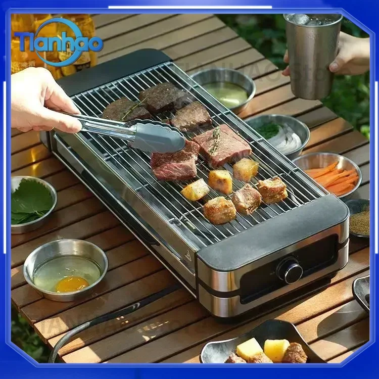 Electric Grill Pan for Household Use Korean Iron Plate Pancake All-in-One Smokeless Electric Grill for Indoor and Outdoor