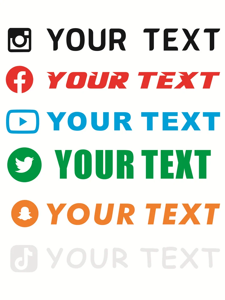 AliExpress sdikitnow Custom Text English Chinese Japanese Hebrew Sign WEBSITE FACEBOOK Instagram name logo YouTube Snapchat Decal Car bike sticker