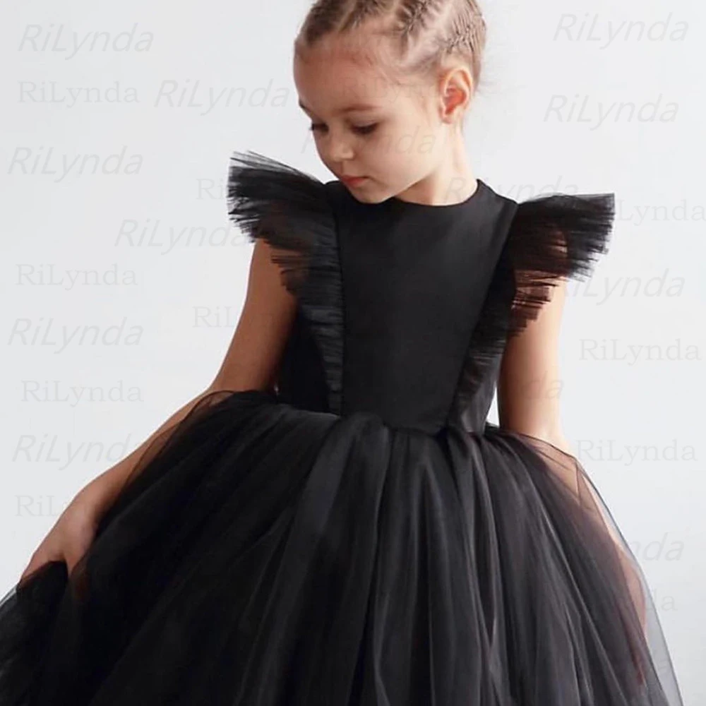 

Customized White Flower Girl Dresses For Wedding FluffyTulle Elegant Princess Birthday Party First Communion Gown