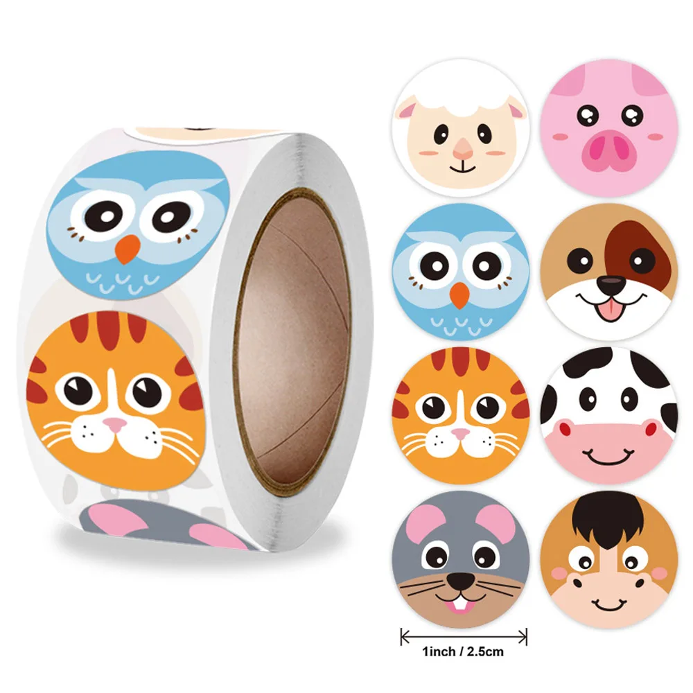 50-500pcs Cute Cartoon Animals Sticker For Kids Encourage Sealing Labels School Teacher Supplies Child Reward Sticker Labels