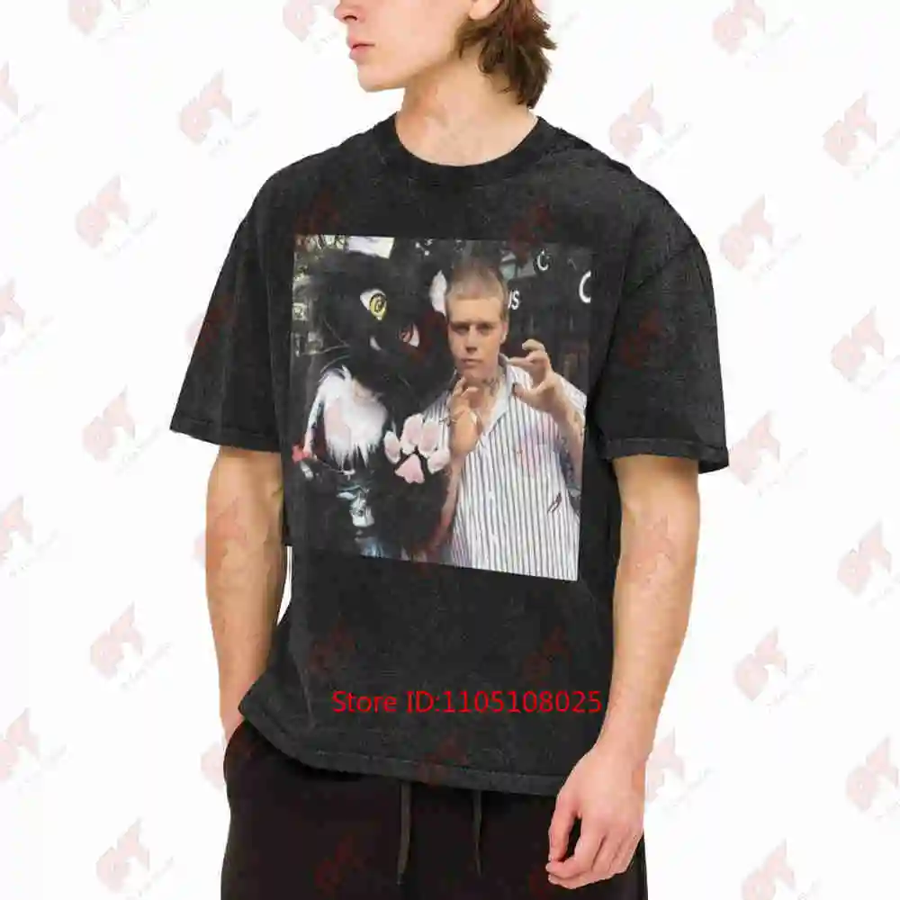Yung Lean With A Furry Bladee Drain Gang Vintage Washed Tee Pure Cotton T-Shirt