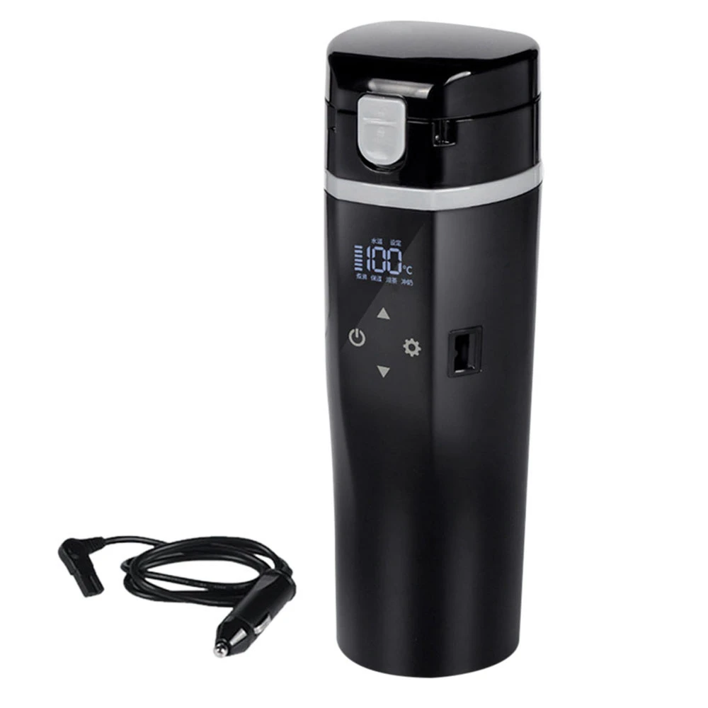 

A48M-Professional 12V/24V 520Ml Car Heating Cup 304 Stainless Steel Car Electric Water Cup Electric Kettle Coffee Tea Milk Heate