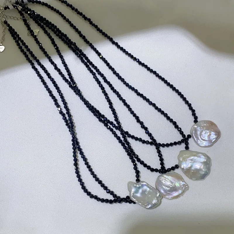 

SGARIT Fashion Black Spinel Choker Necklace Natural Freshwater Baroque Pearls For Women Jewelry