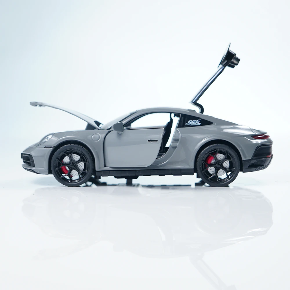 

Масштаб 1:22, литой автомобиль из сплава Porsche 911, серая модель гоночного автомобиля, Коллекционная игрушка