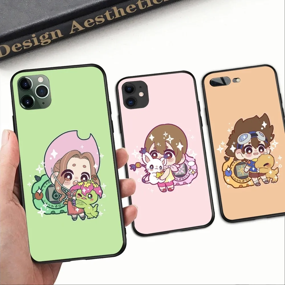 Anime D-Digimon-s Mobile Cell Phone Case for iPhone 15 14 13 12 11 XS X 8 7 6 Plus Mini Pro Max SE 2022 Black Phone Cover Funda