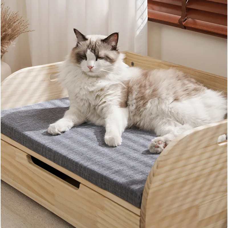 Four Season Universal Cat Beds Solid Wood Moisture-proof Pet House Thickened Soft Pad Dog Sofa Stable Load-bearing Pet Furniture