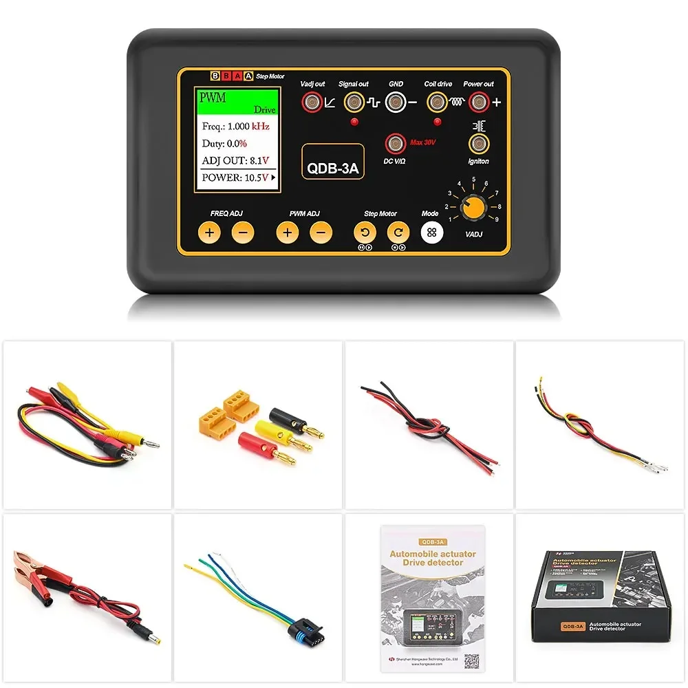 

QDB-3A 2A Car Ignition Coil Tester Tool Injector Solenoid Valve Idling Stepper Motor Instrument Fault Detector Drive Simulator