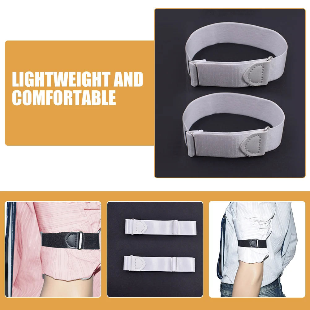 2 Pairs Shirt Cuffs Arm Garters Elasticity Stays for Men Nylon Mens Shirts Sleeve