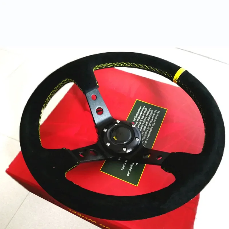 14 Inch 350mm Modification Suede Steering Wheel Frosted Personalized Competitive Racing Steering Wheel Universal