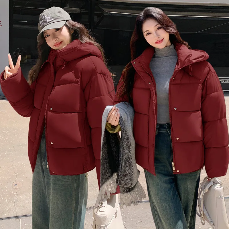 Women Parkas Short Coats Hooded Zipper Jackets Solid Casual Thick Warm Y2k Streetwear Elegant Jacket Work Autumn Winter 2025