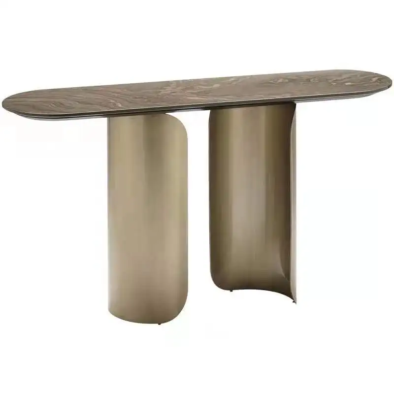 

Italian light luxury entrance table, stainless steel marble entrance table against the wall