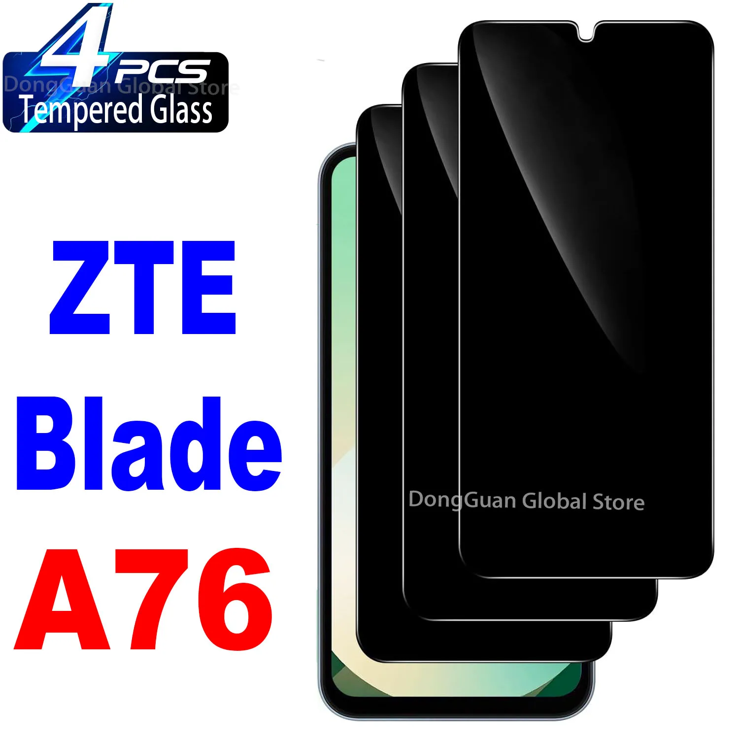 

For ZTE Blade A76 Anti Spy Tempered Glass Screen Protector Privacy Glass Film