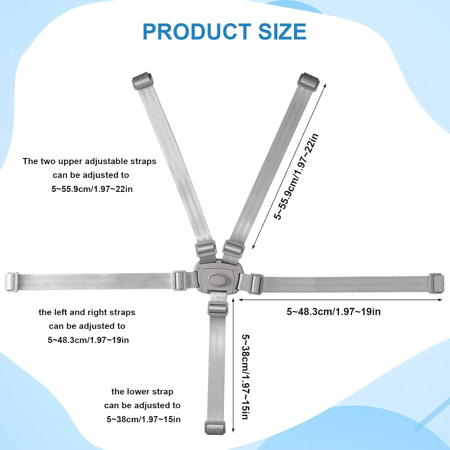 Graco 用ハイチェアストラップ、ポリエステルとプラスチックの調節可能なハイチェアストラップベビーシートハイチェアキッズベビーカーアクセサリー 5 Po