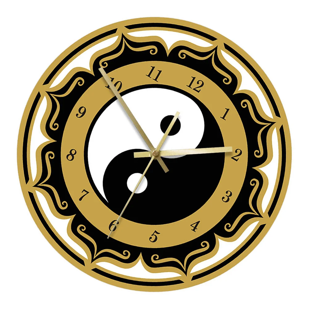 

Acrylic Wall Clock Operated Tai Chi Pattern Home Decor Modern Hanging Clock for Living Bedroom Study Room Round Children