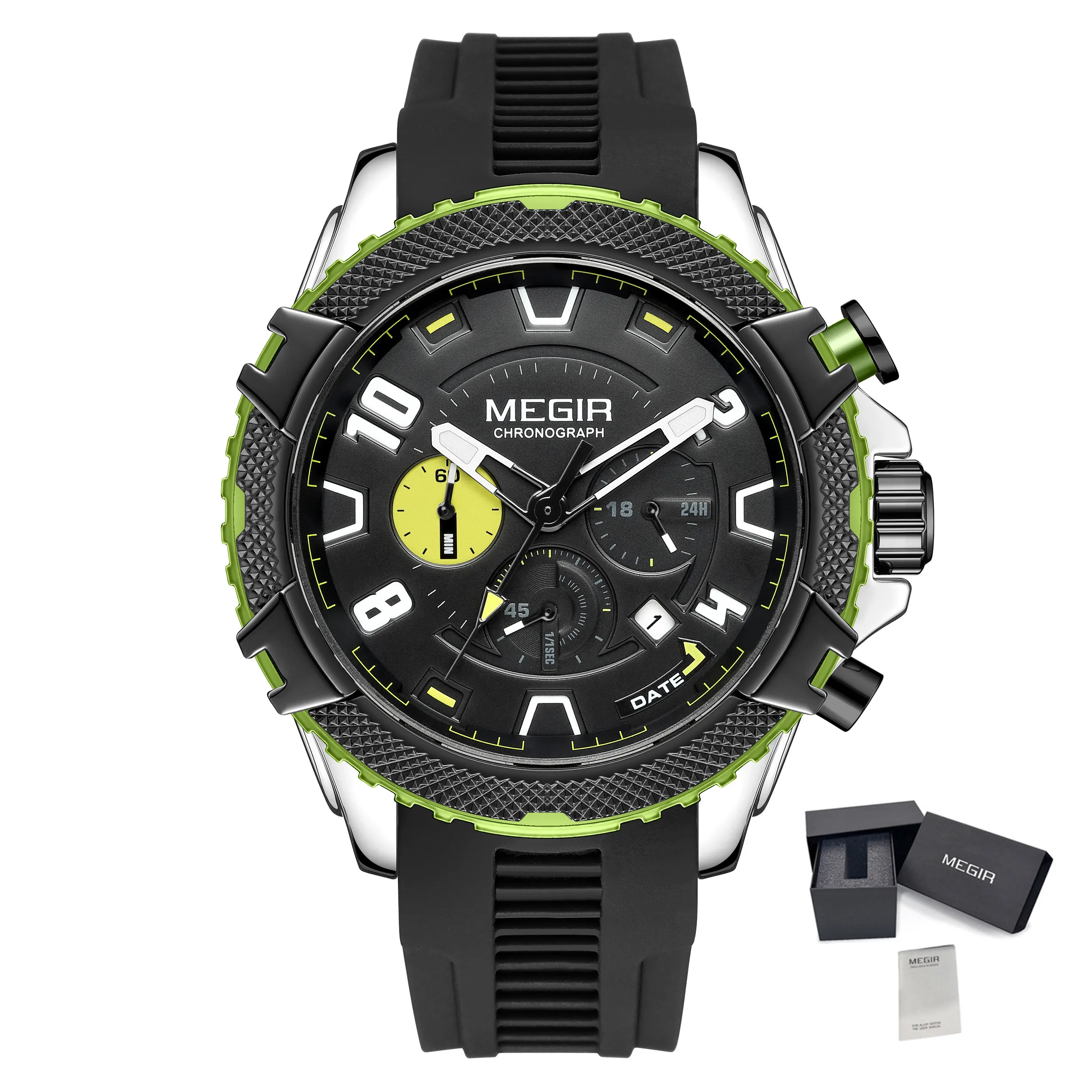 MEGIR Men's Watches Fashion Sport Chronograph Waterproof Calendar Military Quartz Wristwatch Clock 24-hour Reloj Hombre 2200