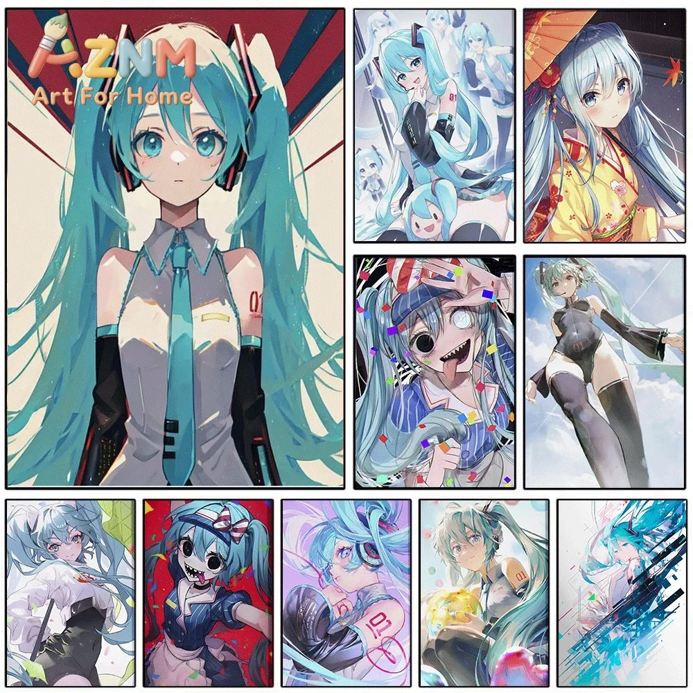 Hatsune Miku Multiple Styles Anime Canvas Painting Frameless Wall Art Print Poster Home Bedroom Living Room Popular Character