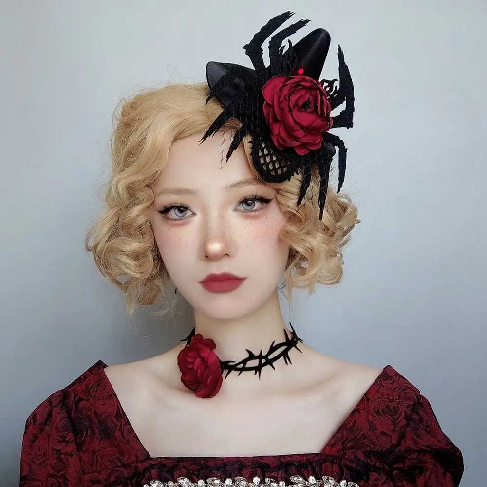 ربطة شعر دانتيل عتيقة لجميع الهالووين ، مشبك شعر قوطي ، حجاب أسود ، ملحق تصفيف الشعر ، أغطية رأس قبعة عنكبوتية ، جديدة