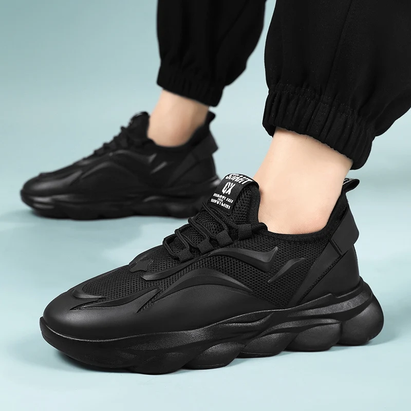 Men's Breathable Mesh Running Trainers With Durable Thick Sole_voghion.com