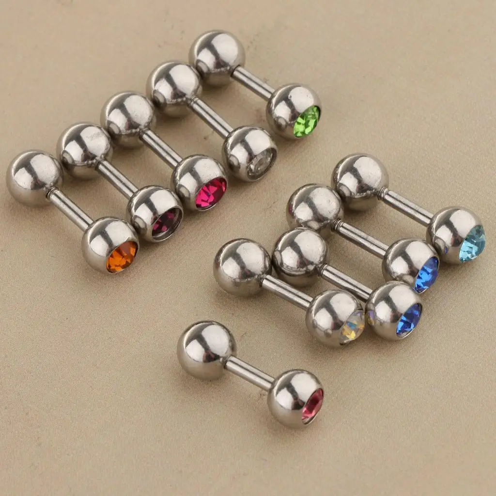 10Pcs Women Rhinestone Bar Upper Ear Earring Stud Balls Jewelry