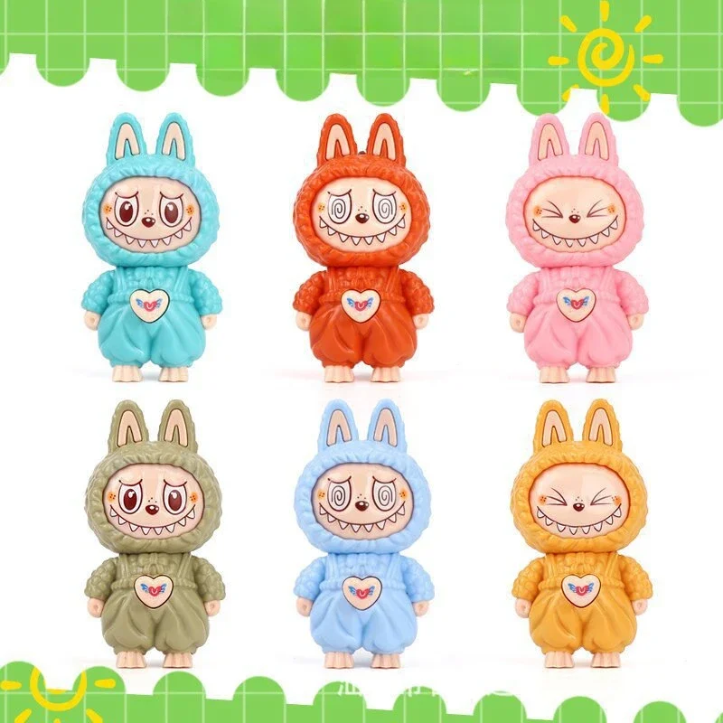 New cartoon Q cute shape labubu face-changing doll decompression keychain creative trendy small toys schoolbag small pendant