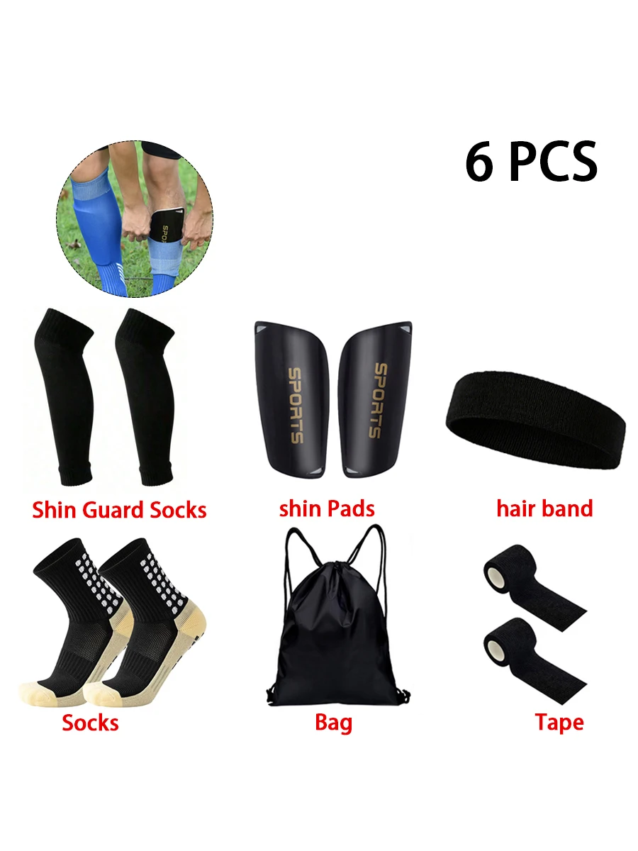 6 Pieces New Men Women Football Socks Sports Bandage Drawstring Ball Bag Leg Socks Leg Board Baffle Sweat-absorbent Headscarf