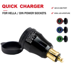 Quick Charge USB 3.0 Type-C Hella DIN Socket Power Plug Adapter LED For BMW R1200GS R1250GS F800 GS GT For Ducati For Tiger 1200